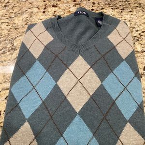 Izod Teal Green Argyle Sweater